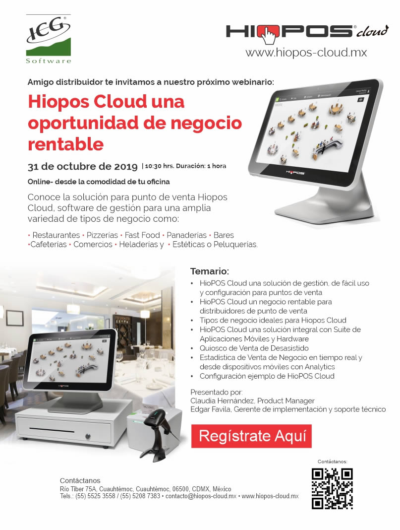 ICG Software México te invita al webinario Hiopos Cloud Soluciones Punto de Venta, ¡Regístrate!